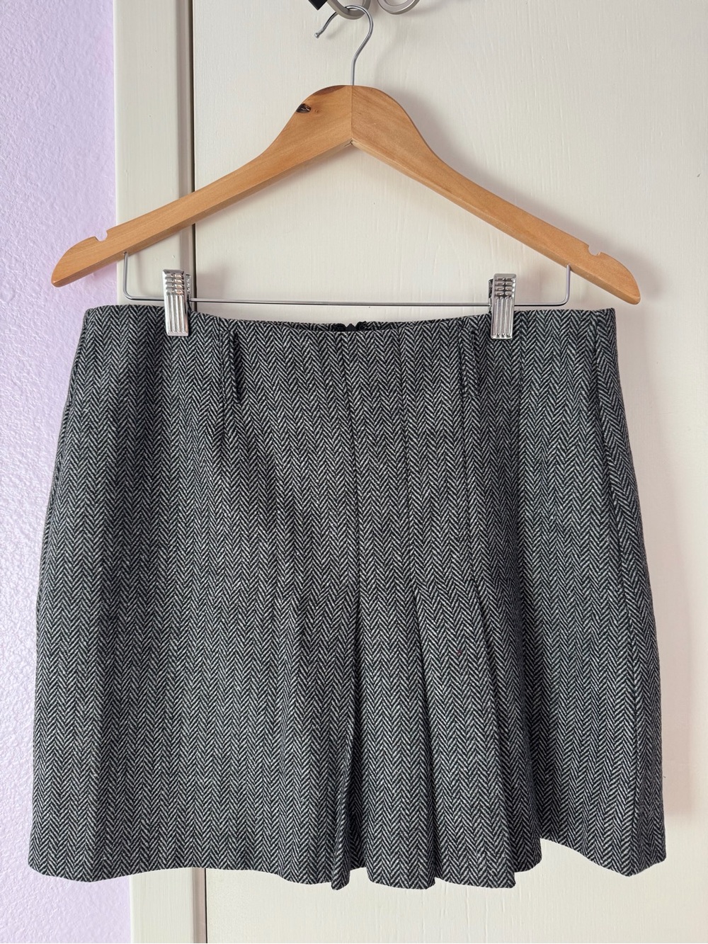 Commense Gray Vintage Pleated Mini Skirt